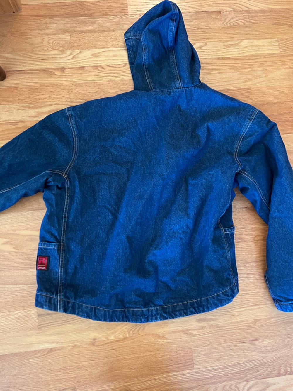 Riggs Workwear by Wrangler Men's Dark Blue Denim Hooded Jacket size XL - Picture 3 of 9